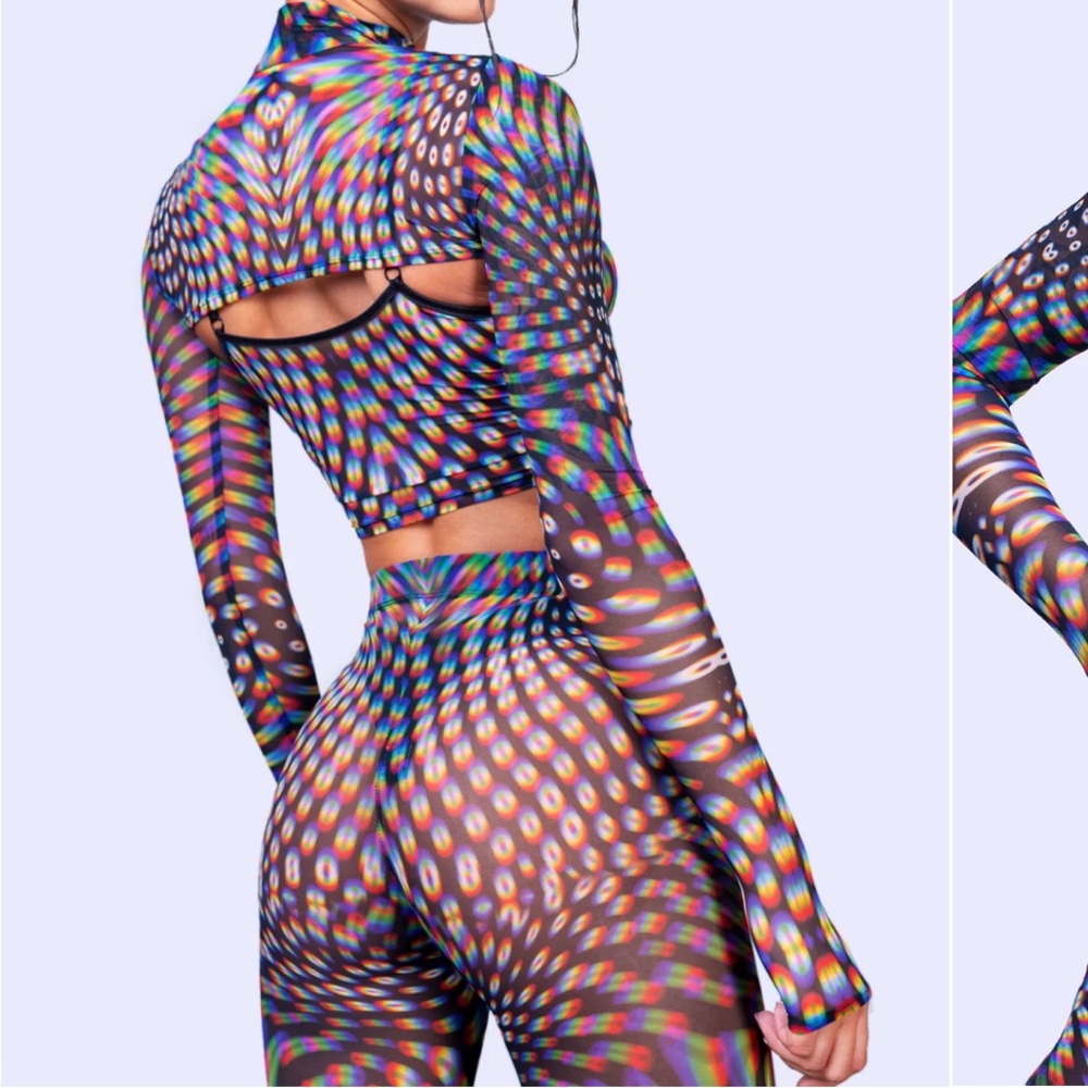 Badinka Micro Mesh Colorful Patterned Leggings - Picture 3 of 11